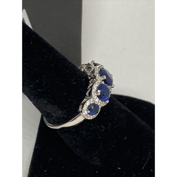 SRG388SP Simulated Sapphire Ring Dark Blue in Sterling Silver MSRP $135 JW68 - Picture 4 of 7